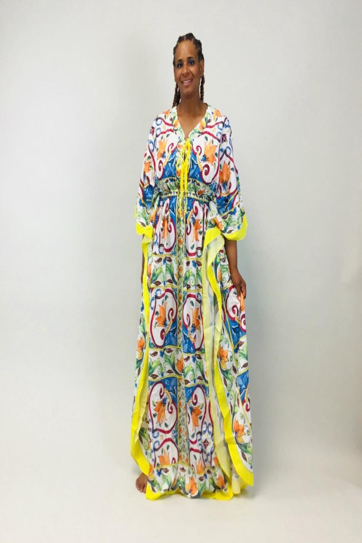 Kim Fields Kimono Floral Maxi Dress