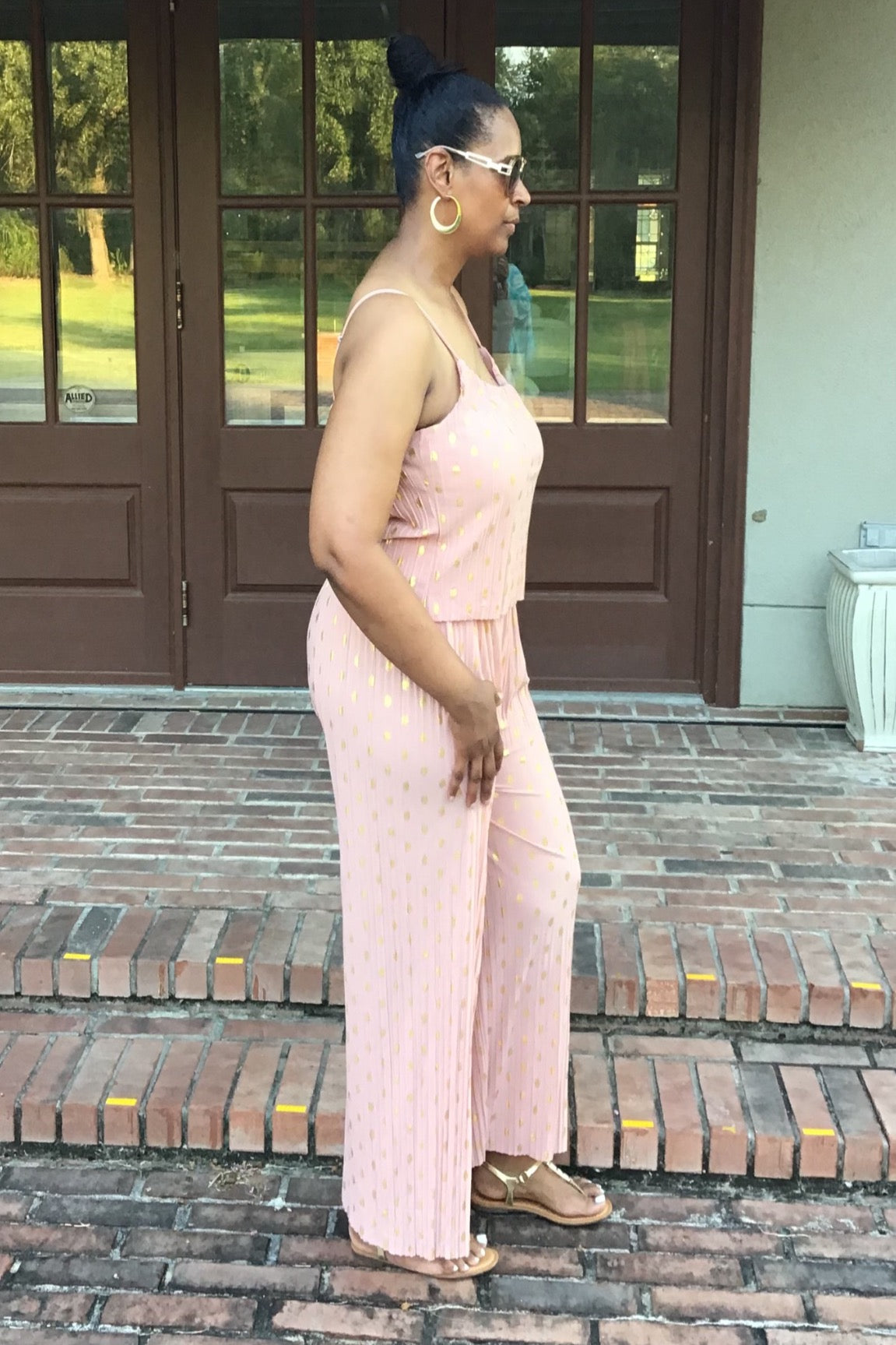 Gold Foil Polka Dots Jumpsuit - Rose Gold