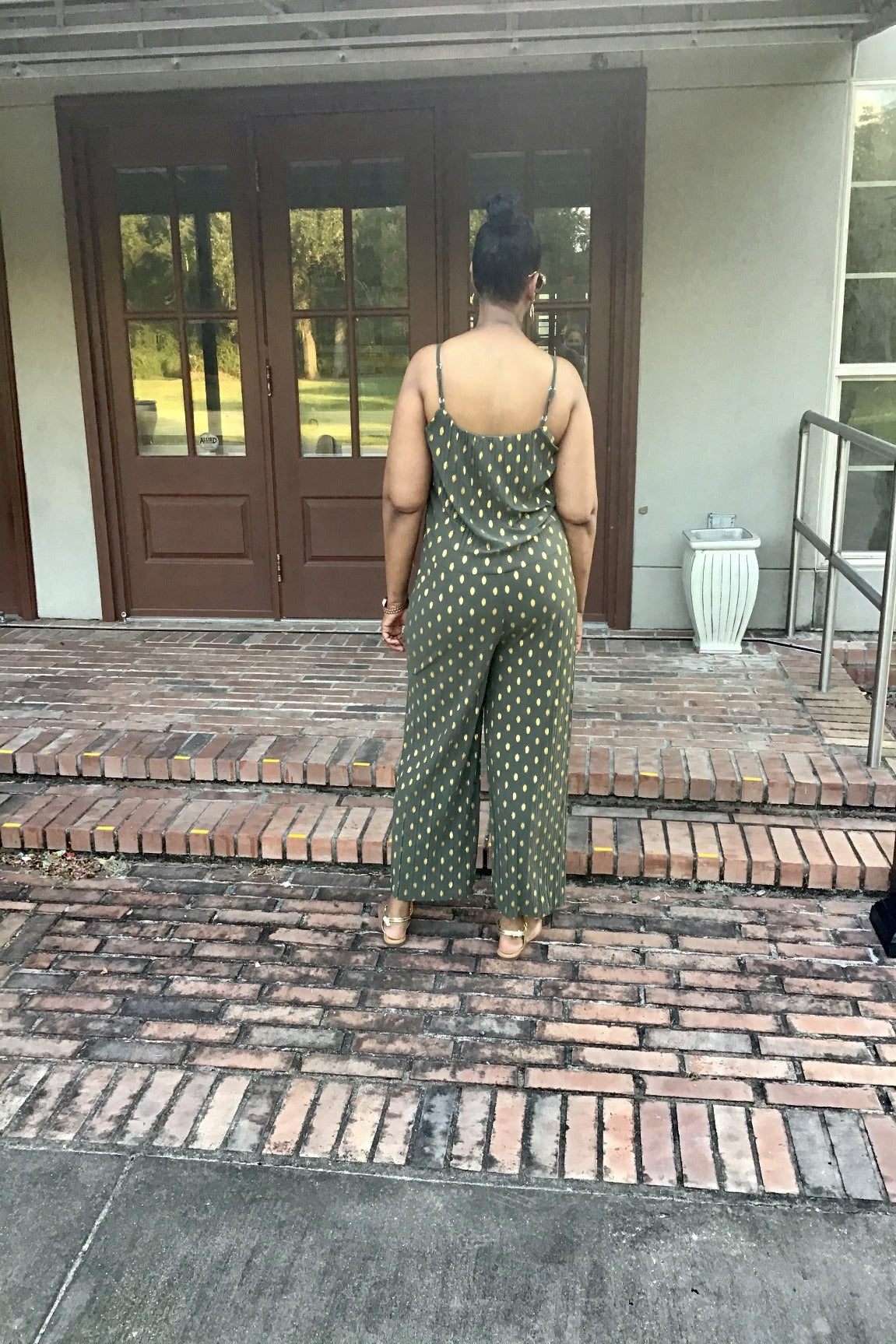 Gold Foil Polka Dot Jumpsuit - Green