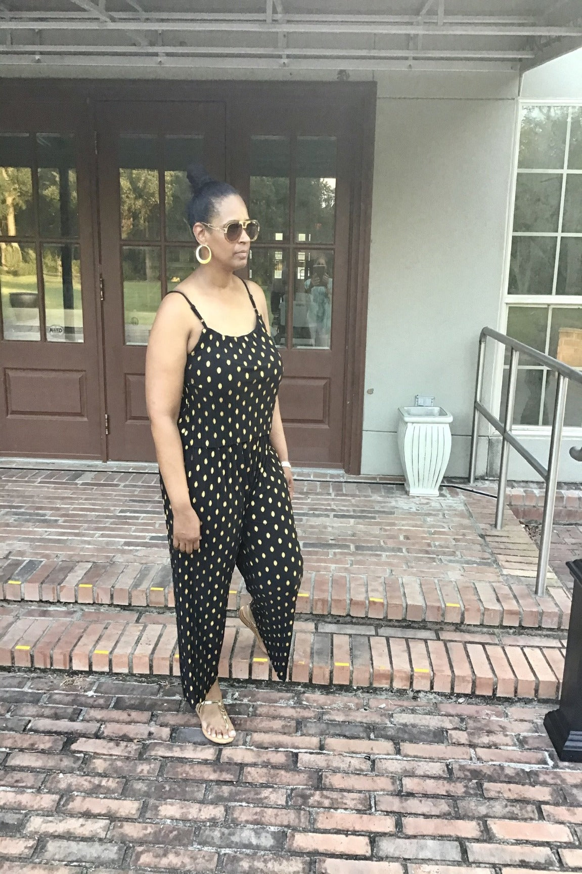 Gold Foil Polka Dots Jumpsuit - Black