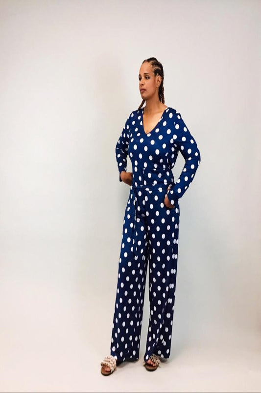 Bubbles Wide Leg Polka Dot Jumpsuit