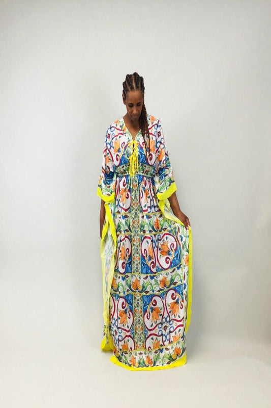 Kim Fields Kimono Floral Maxi Dress