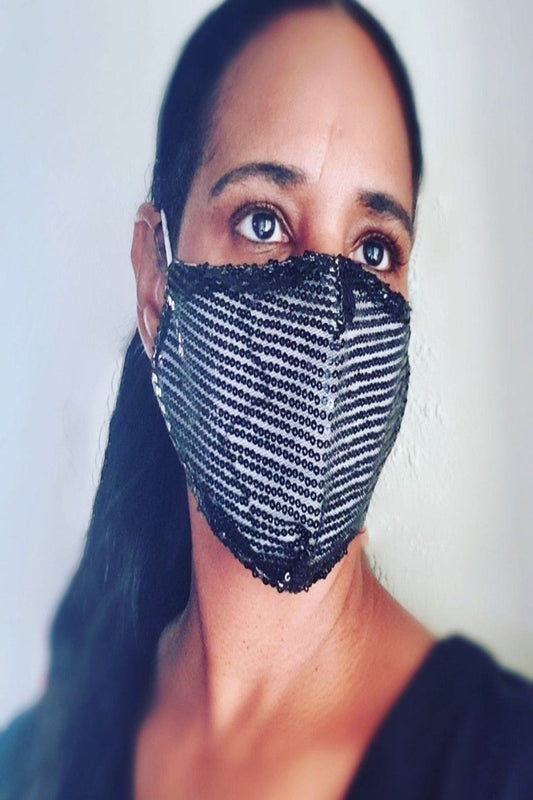 Sequin Face Mask - Black