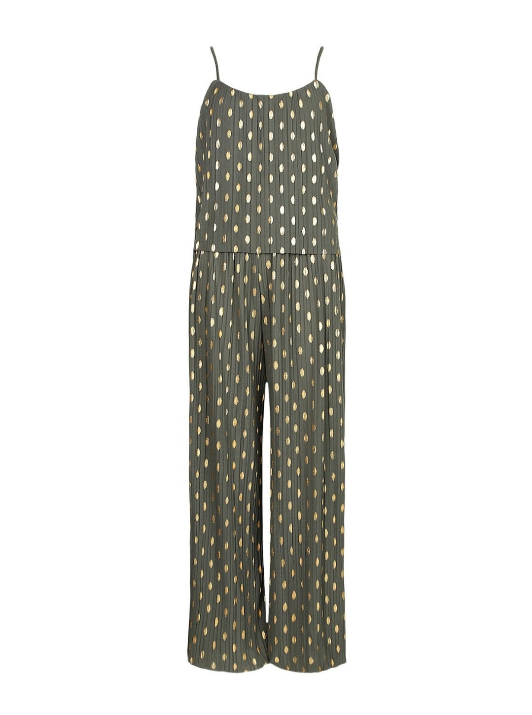 Gold Foil Polka Dot Jumpsuit - Green